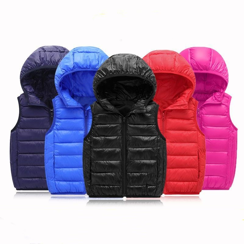 Crianças Meninos Meninas Com Capuz À Prova De Vento Colete Outono Inverno Quente Roupas Casuais