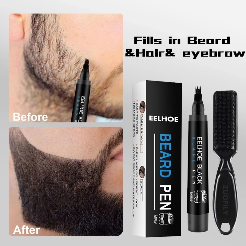 Kit Caneta de enchimento barba enhancer escova barba coloração moldar ferramentas à prova dwaterproof água preto marrom lápis de cabelo reparação ferramentas