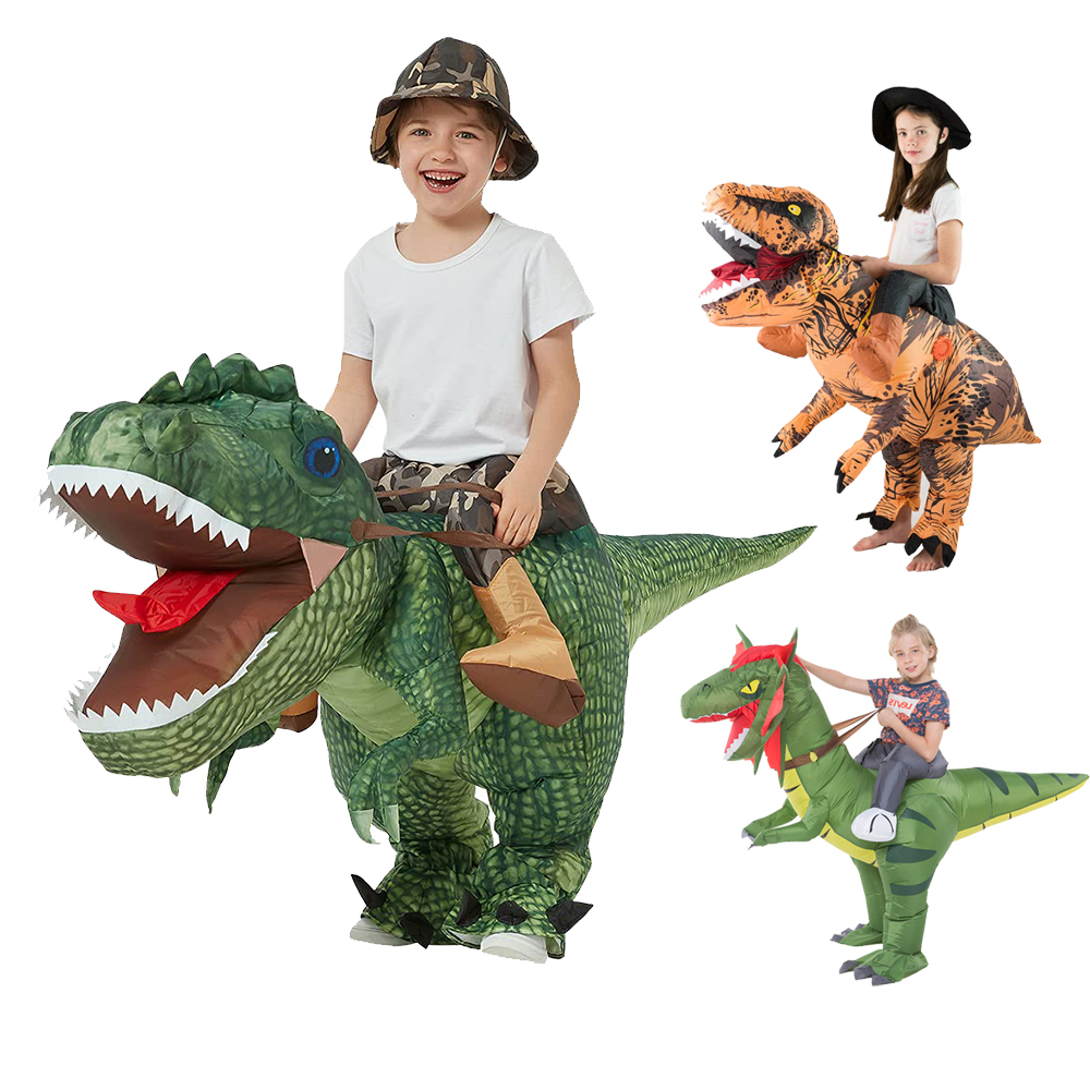 Crianças Menino Menina Roupa Fantasia Dinossauro inflável Infantil Traje De Inflavel Jurassic Dilofossauro Tyrannossaurus Rex Halloween