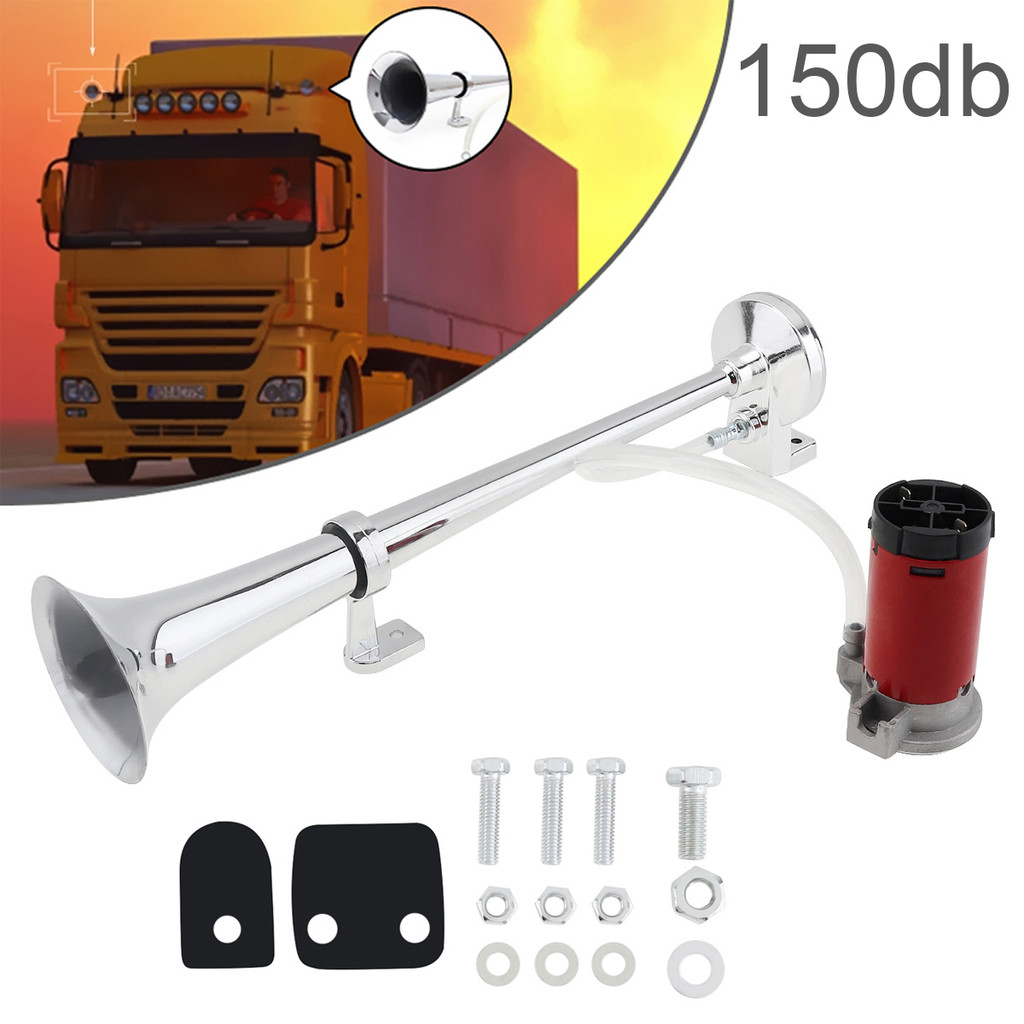 Buzina De Ar Trompete Única 150db 12V Cromada Super Alta Para Caminhão , Barco , Trem , À Prova D'água Carro