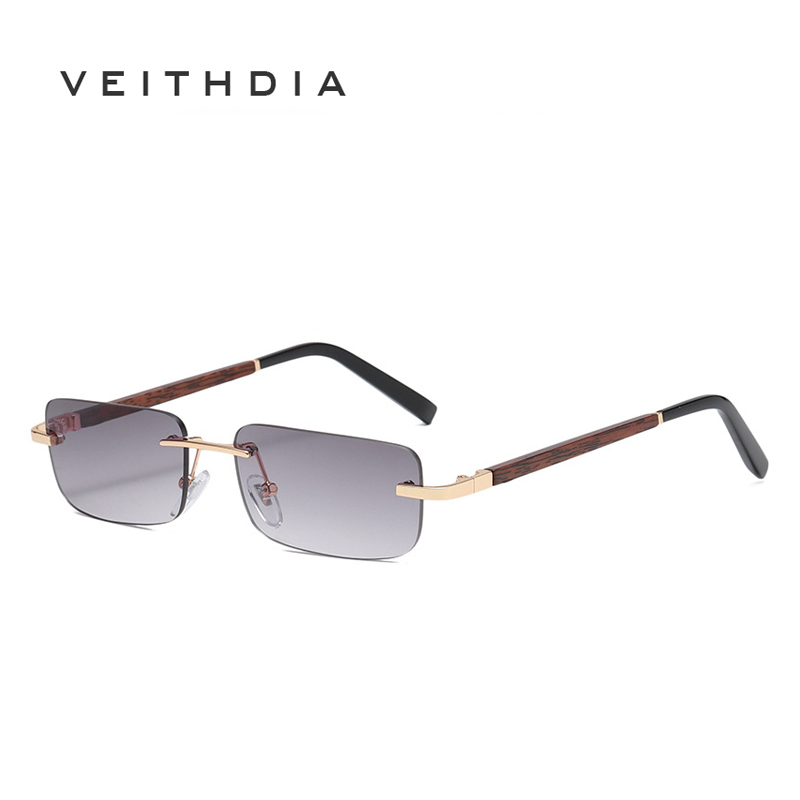 VEITHDIA Novos Óculos De Sol Retrô Quadrados Sem Moldura Com Perna De Madeira Da Moda Unisexo Artísticos S2087 em Oferta na Shopee