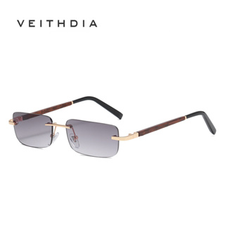 VEITHDIA Novos Óculos De Sol Retrô Quadrados Sem Moldura Com Perna De Madeira Da Moda Unisexo Artísticos S2087 em Oferta na Shopee