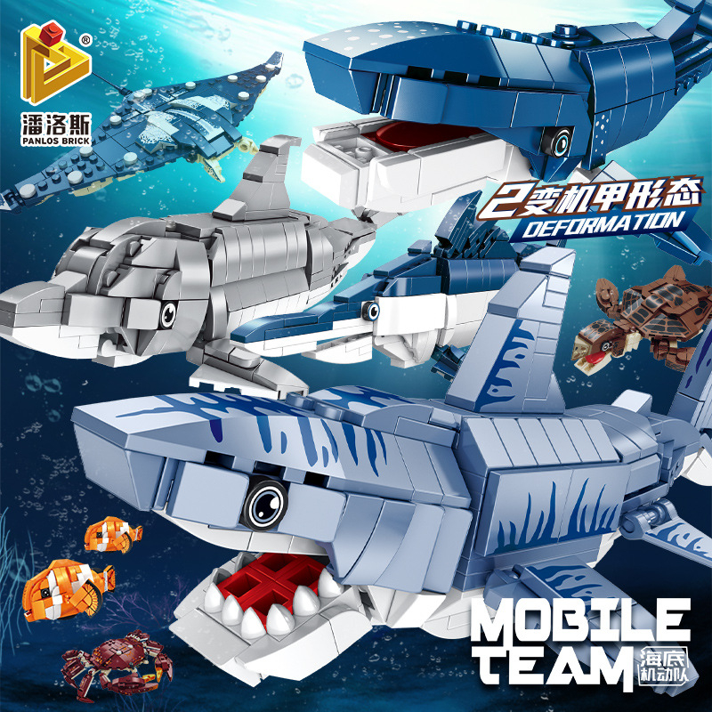 1.000 pçs Lego blocos de construção submarino equipe móvel aventura série caranguejo tubarão modelo menino montado brinq
