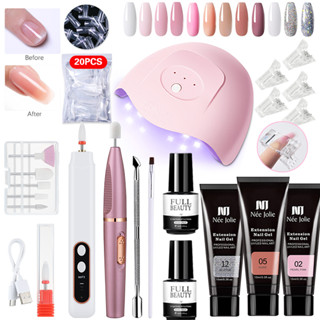 kit unha de gel completo profissional fibra polygel para fazer15 Ml kit alongamento de unha completo polygel lixadeira de unha eletrica profissional Conjunto Completo Kit De Extensão Rápida De Unhas Gel De Ferramentas