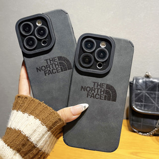 Marca De Luxo North Face Preto Velvet Couro Para iPhone 15 14 13 12 11 Pro Max 14Plus Moda Quadrado Capa De Telefone Macia À Prova De Choque
