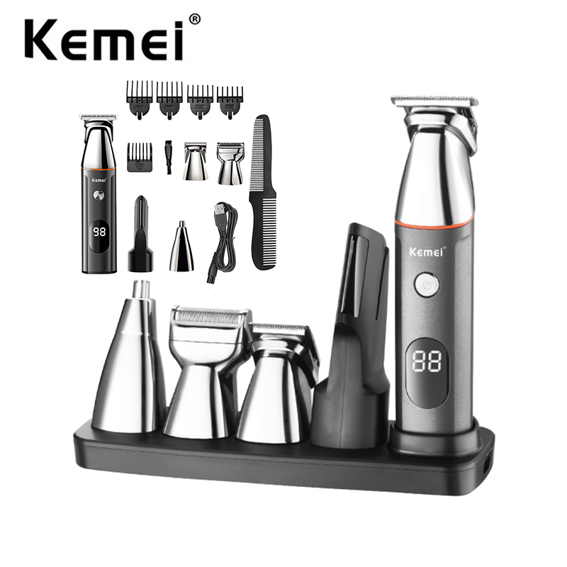Aparador De Barba Sem Fio Kemei Para O Nariz E Orelhas Elétrico De Barbear 5 Em 1 Kit Multifuncional Homens em Oferta na Shopee