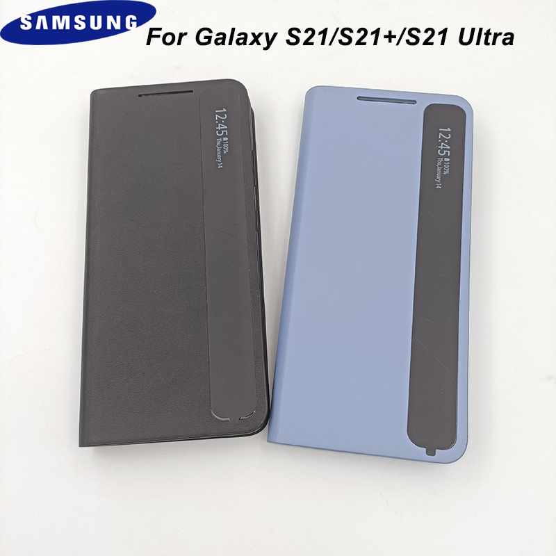 Original Samsung S21 Ultra 5G Claro Espelho Retrovisor Caso Da Aleta Para Galaxy S21/S21 Plus S21 + Telefone De Couro In