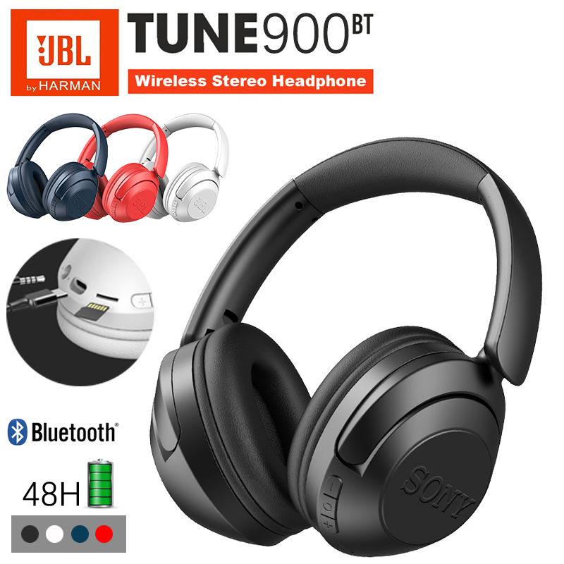 JBL TUNE 900BT/T900BT E900bt Fones De Ouvido Bluetooth Sem Fio Subwoofer Efeito Sonoro Esportivo Cancelamento De Ruído Do Microfone Dobrável Para iPhone Android iOS