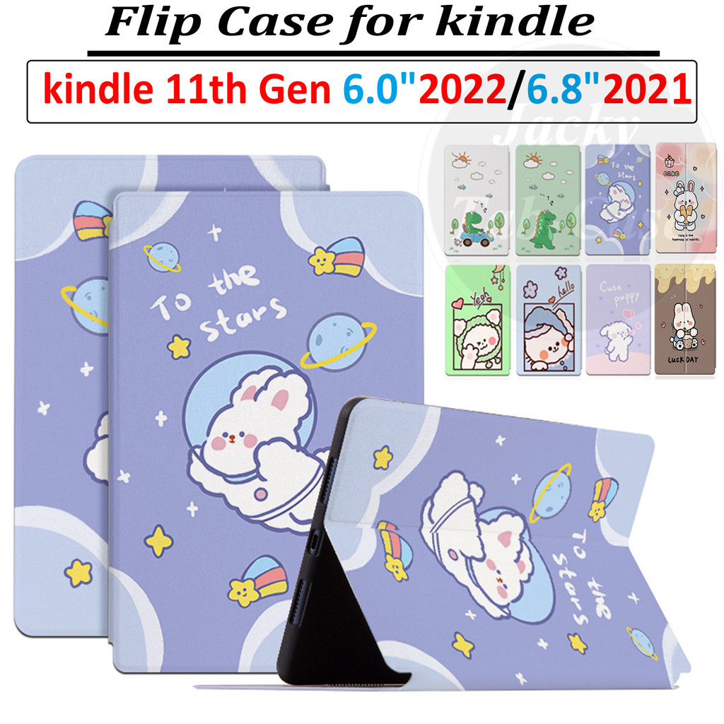 Para O Tipo 11a Geração E-book Flip Case 2022 Lançado 6.0 " C2V2L3/2021 6.8 " kindle Paperwhite 5 M2L3EK M2L4EK Capa De Couro De Alta Qualidade Cartoon PU Fofo