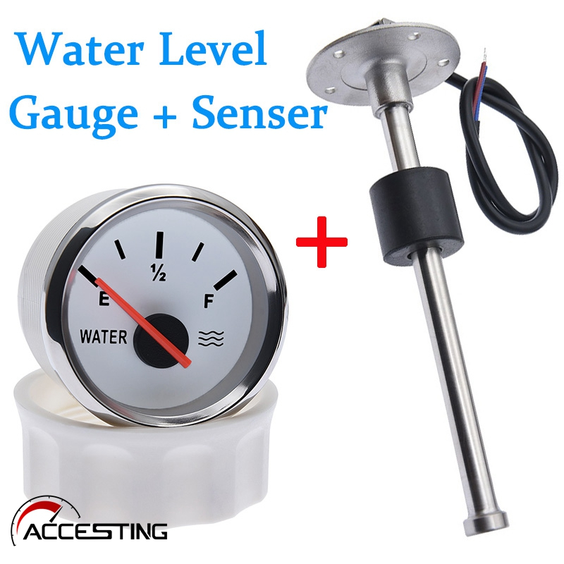 Medidor De Nível De Água De 100-500mm Com Sensor 52mm Indicador Tanque Luz De Fundo Vermelha 0-190 Ohm em Oferta na Shopee