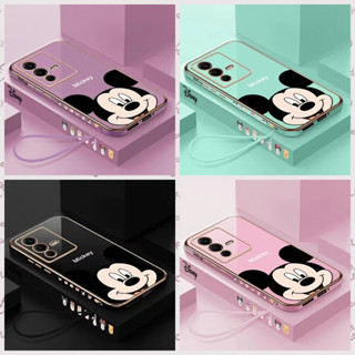 capa Samsung A24 A54 5G A70 A34 M23 M14 A14 M54 M30S M21 M52 Straight edge 90° cartoon Mickey head couple galvanoplastia capa de telefone