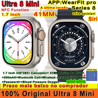 Smartwatch Relógio Inteligente Original Ultra 8 mini 1,7 Polegadas Série 41mm 8 Siri Chamada De Temperatura Corporal NFC iwo