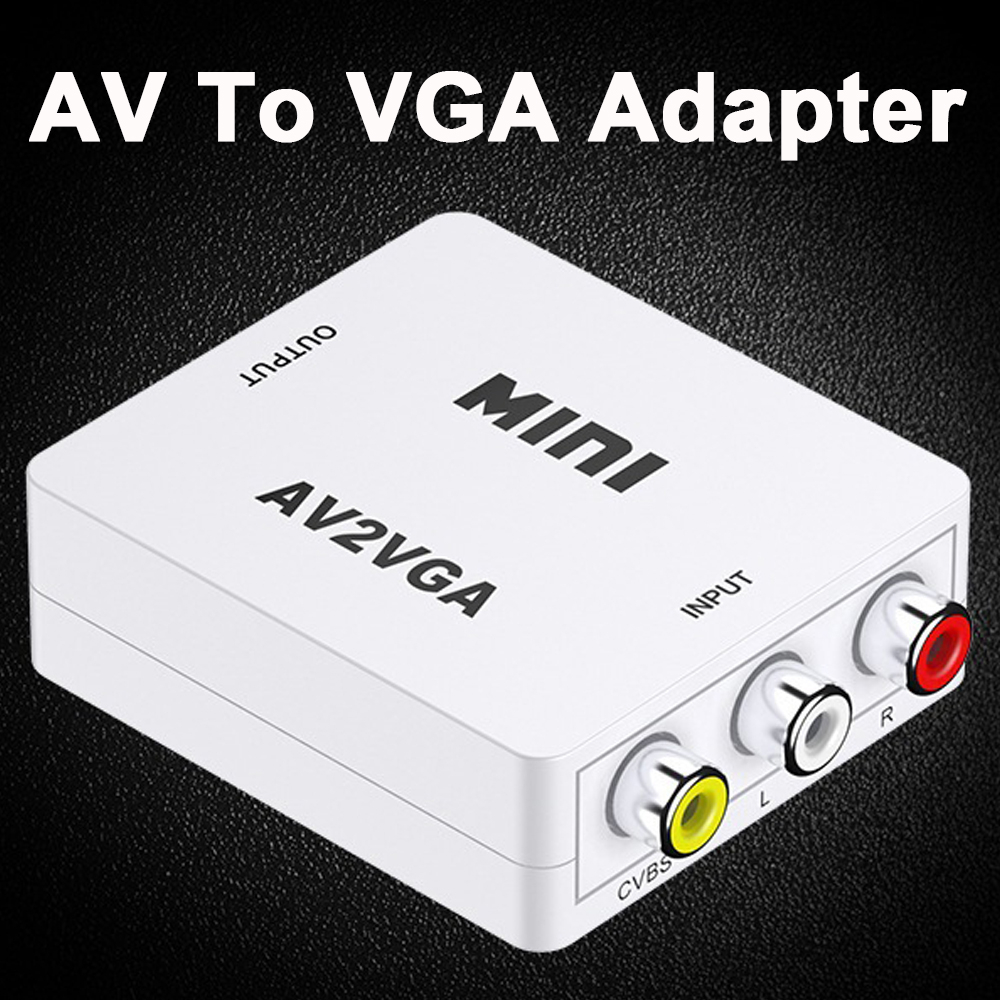 Adaptador de Vídeo AV RCA para VGA para TV Box, Monitor de PC, Mini Conversor HDTV 1080P