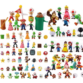 18Pcs/48Pcs/Set Jogo Super Mario Bros . Luigi Yoshi Bowser Koopa Sapo Pêssego Burro Kong Wario Waluigi Daisy Goomba Moedas De Ouro PVC Figuras De Ação Modelo Bonecas Brinquedos em Oferta na Shopee
