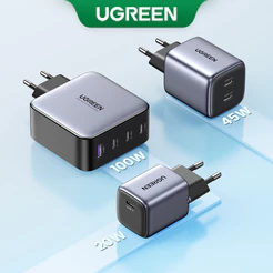 Carregador UGREEN GaN 100W 65W 45W Super Rápido PPS2.0 PD QC Para Samsung S23 , iPhone 14 , Xiaomi