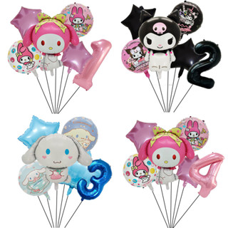 6PCS Cute Kuromi Balloon My Melody Cinnamoroll Filme De Alumínio De 32 Polegadas Número Balões Para Festivais Decoração De Festas Presentes De Aniversário Meninas