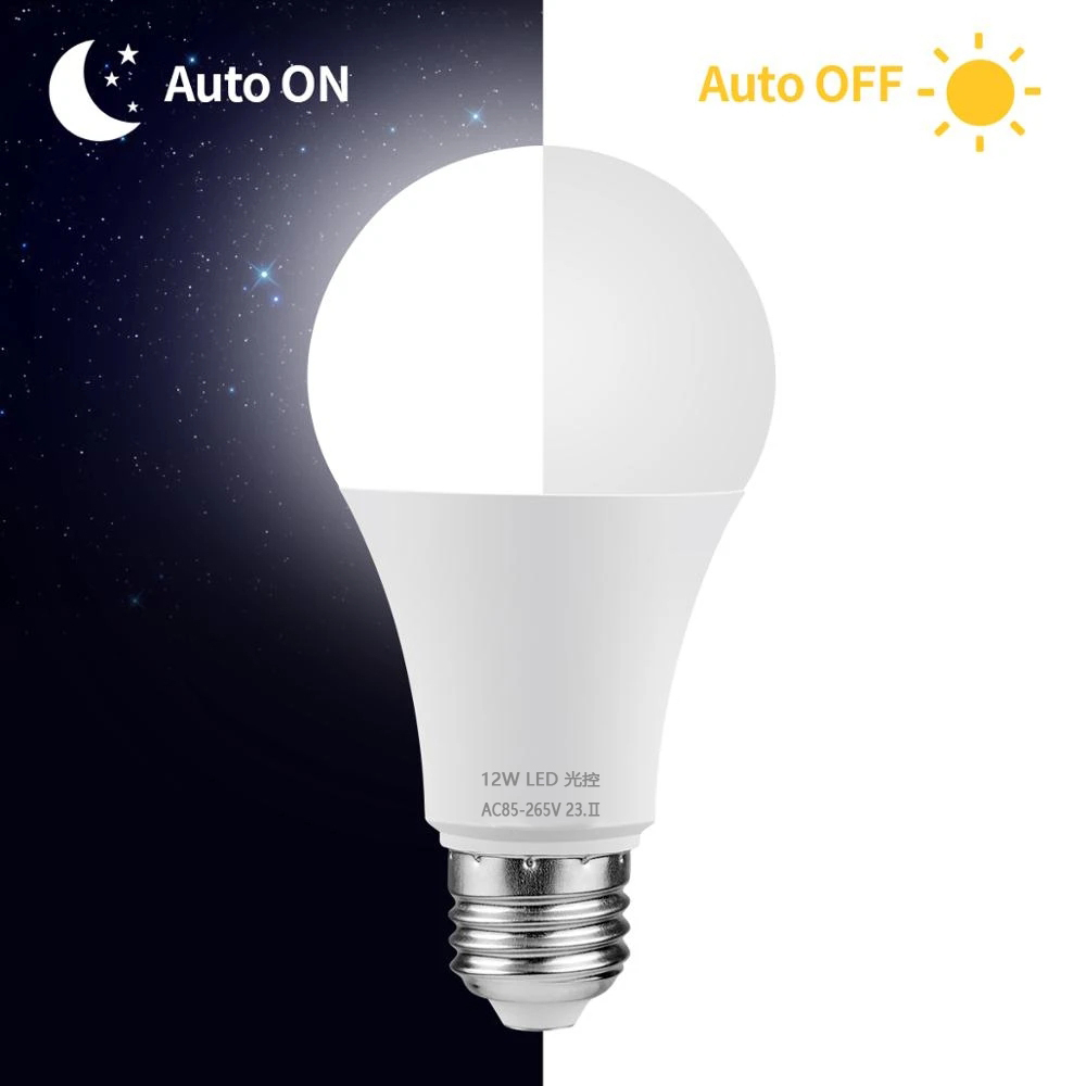 Lâmpada Inteligente De 9W 12W De Iluminação Nocturna De Crepúsculo Para Amanhecer Com Sensor De Luz Auto Switch ON/OFF De Jardim Decoração 85-265v