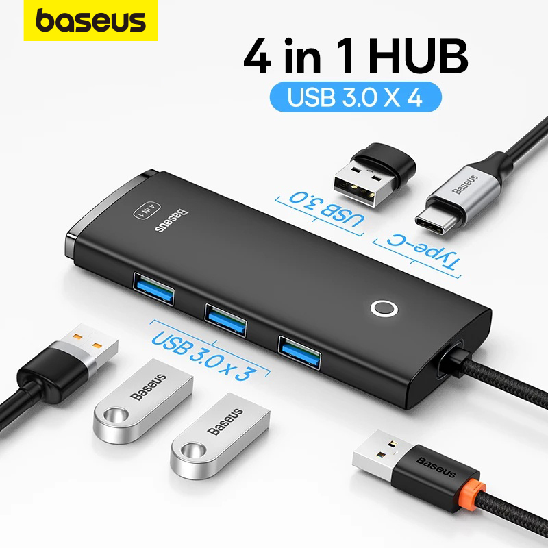 Baseus Multi 4 Em 1 USB HUB C 3.0 Adaptador Para MacBook Pro Air Huawei Companheiro 30 em Oferta na Shopee