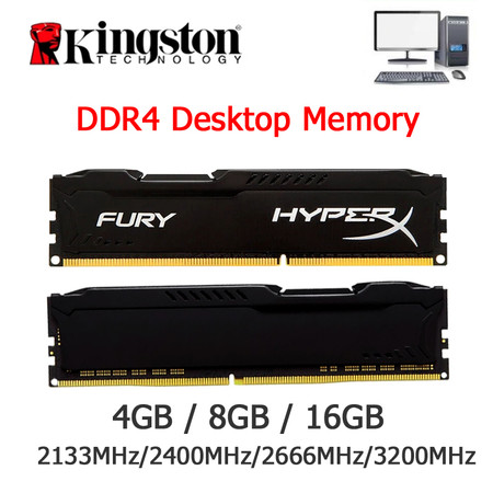 1PCS Kingston HyperX FURY 8GB 16GB DDR3 DDR4 1600MHZ 2400MHZ 2666MHz  Memória RAM Desktop DIMM 288pins