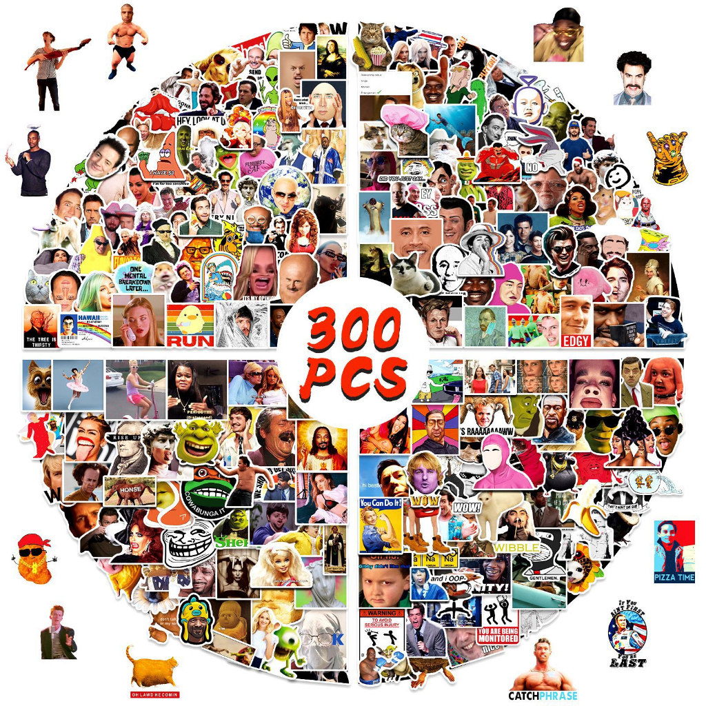 300/200/100/50PCS Euramerican Funny MEME Stickers Para Bagagem De Telefone Decalques Notebook Crianças Presente