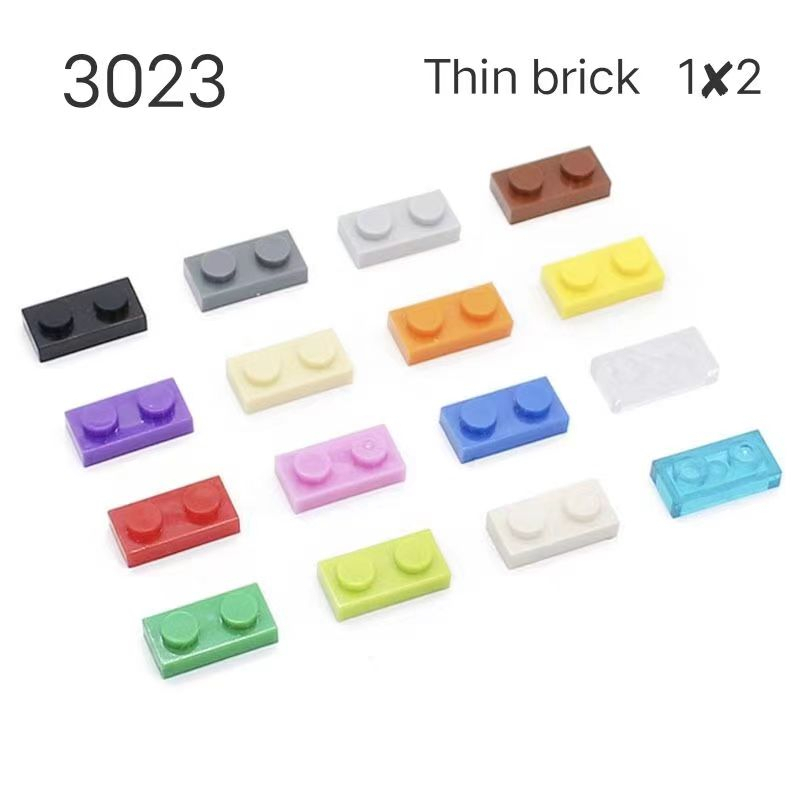 Pequenos blocos de construção de partículas Peças a granel para bricolagem Compatível com acessórios 3023 Tijolos finos 1x2 Brinquedos educativos montados em Oferta na Shopee