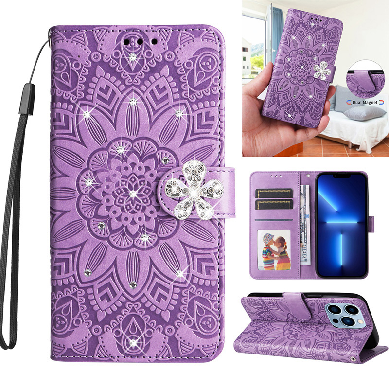 Carteira De Girassol Para Samsung Galaxy A14 A54 A34 A73 A23 A53 A33 A13 A03 A03S A02s A12 Diamante Estrelas Mulheres