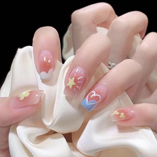 YUKEHUI 24pcs Flor De Unha Em Pó blusher De Comprimento Médio Bonito Amor Estrela Melhora A Falsa Vestível