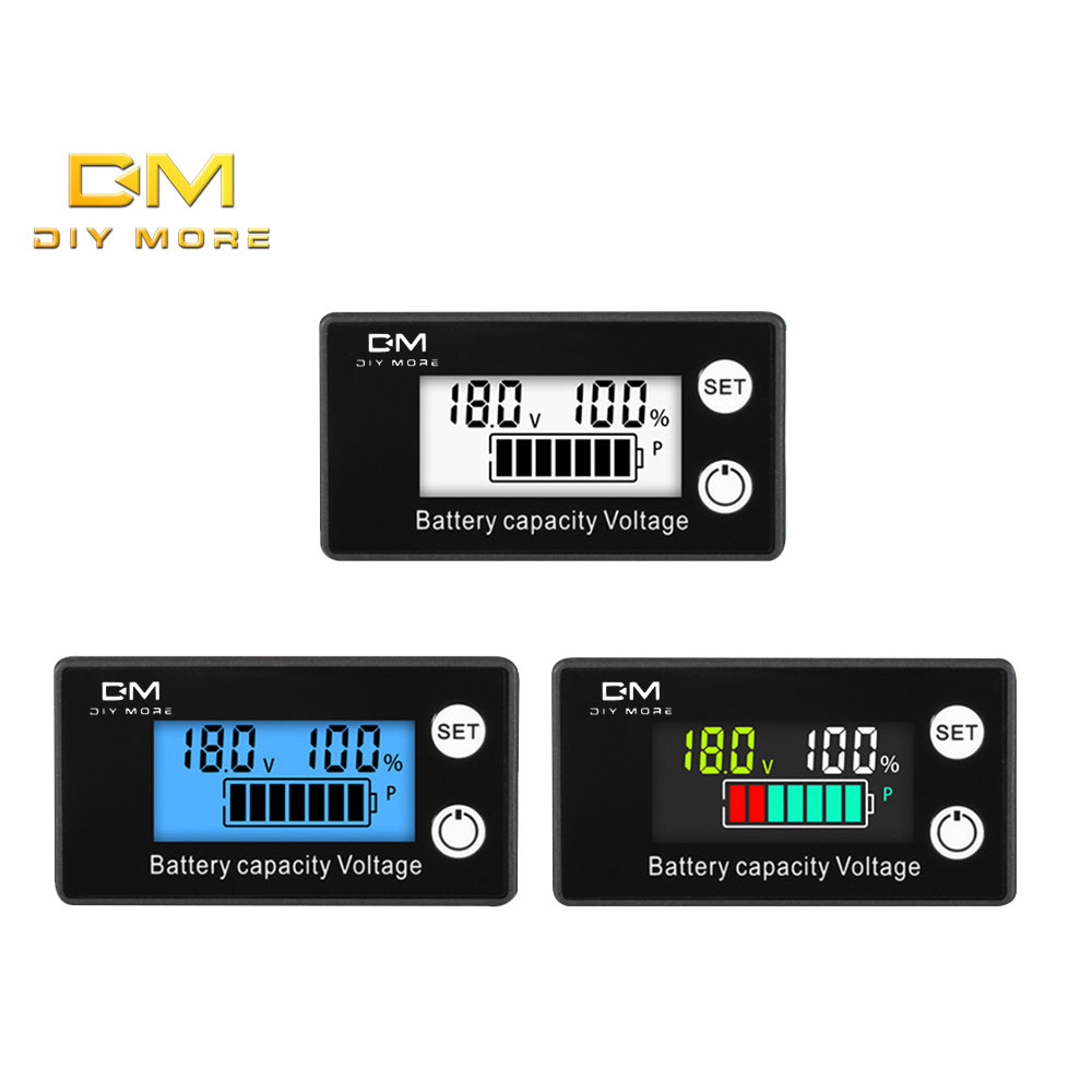 DIYMORE Monitor De Capacidade Da Bateria 8 A 100v Medidor 12v 24v 48v Indicador De Tensão De Porcentagem