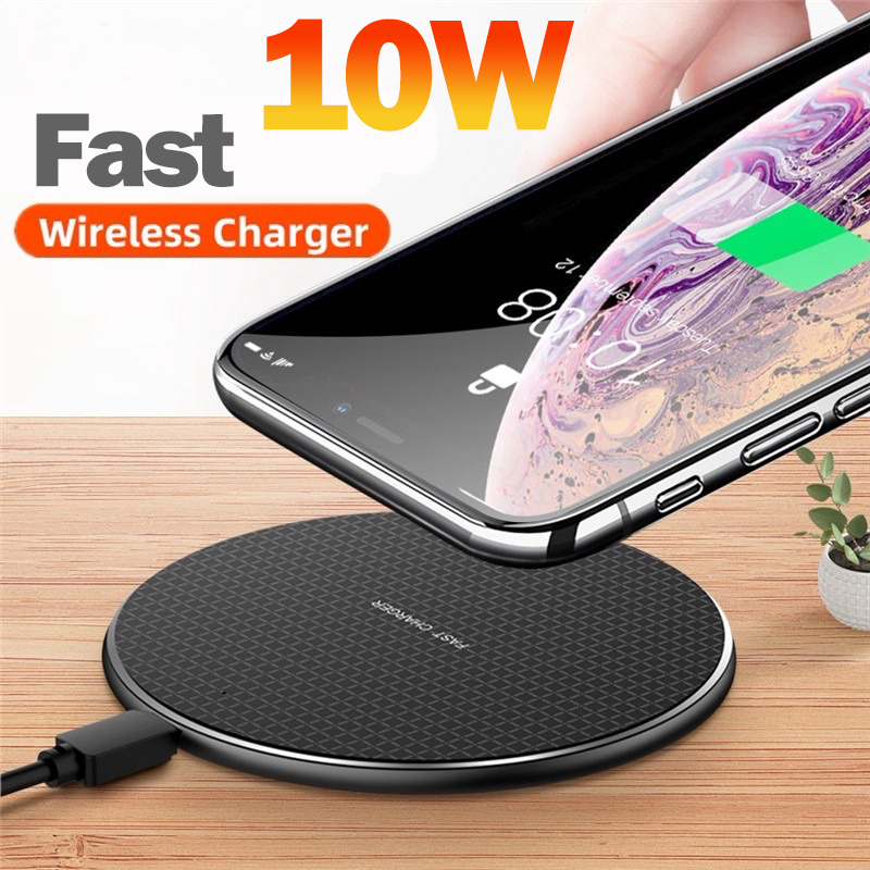 Carregador Sem Fio De 10W Qi Carregamento Rápido Para Smartphone iPhone Android Xiaomi Samsung