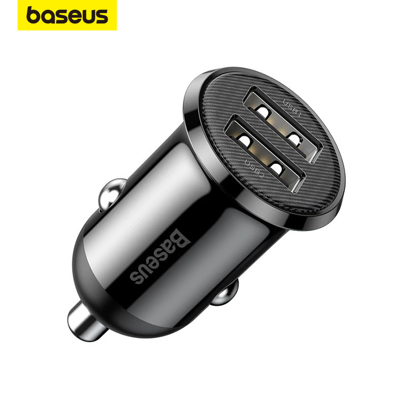 Carregador Veicular Baseus Mini Dual Usb 2.4a Suporte Phone