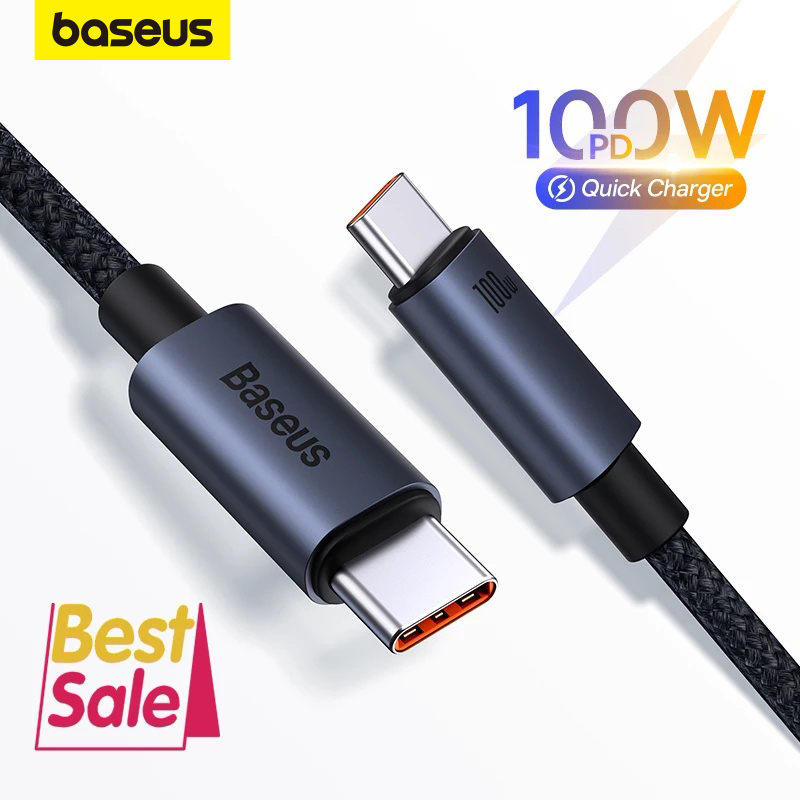 Baseus PD 100W USB-C Para Cabo De Carga Rápida Tipo Xiaomi Samsung MacBook iPad iPhone 15 em Oferta na Shopee