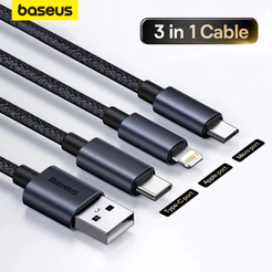 Baseus Cabo USB 3 Em 1 Para M + C + L Compatível Samsung Phone Huawei
