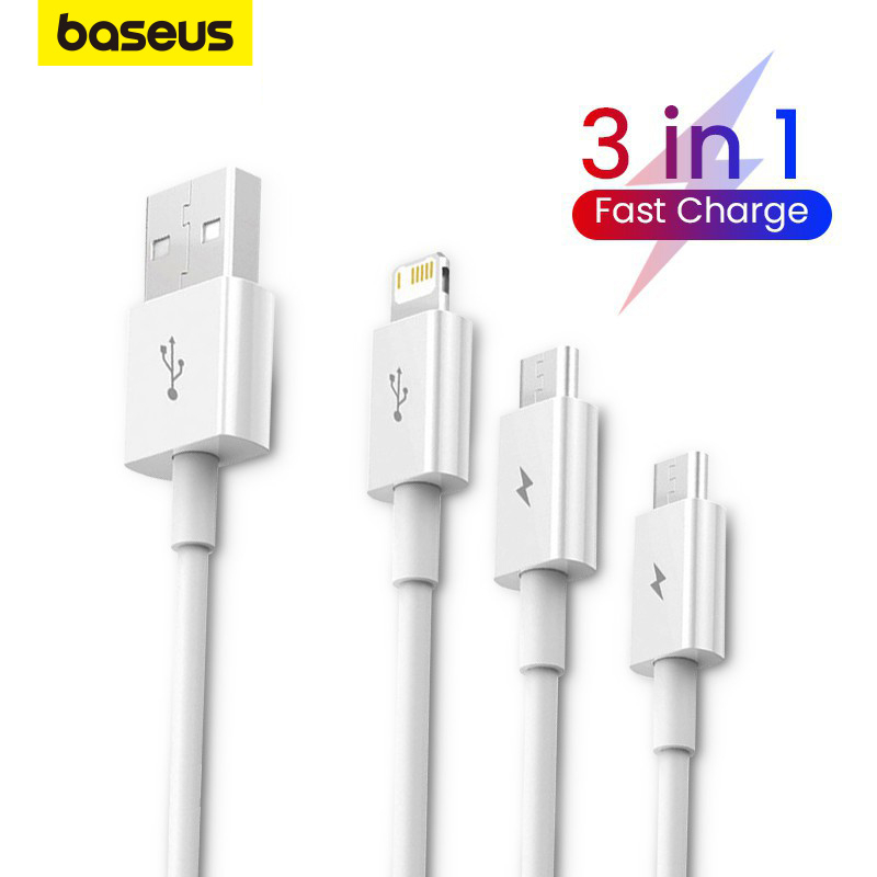 Cabo De Dados De Carregamento Rápido Baseus 3.5a Para M + L + C em Oferta na Shopee