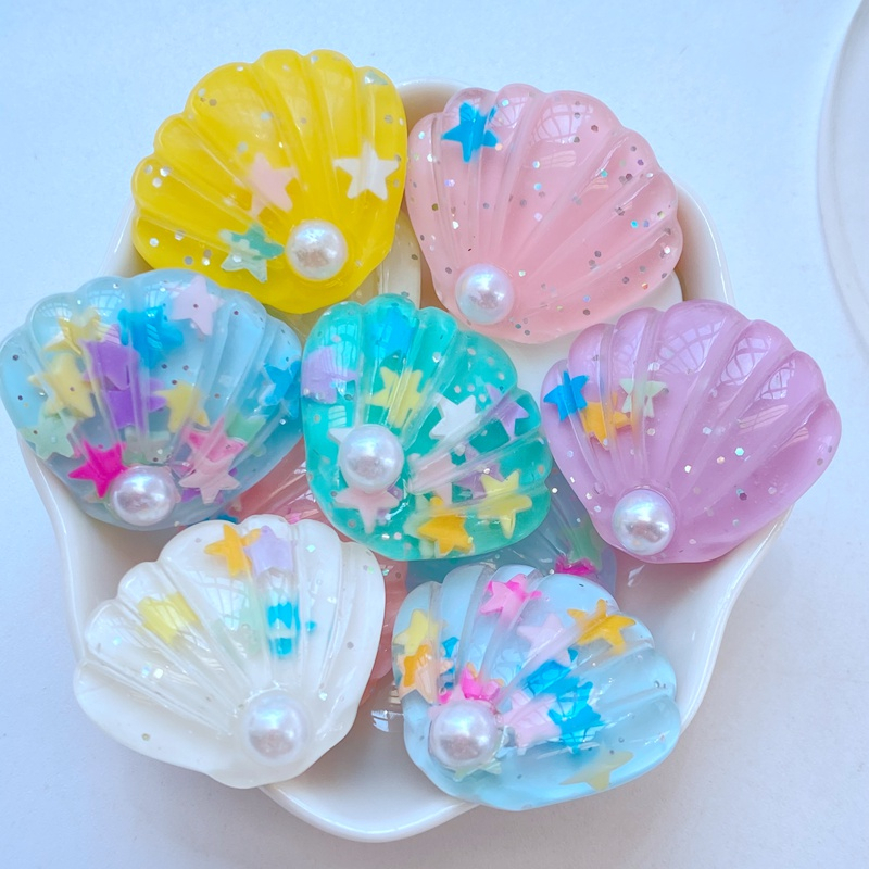 10 Peças 3D Colorful Pearl Shell Resin Pendant Acessórios, Adequados para Artesanato de Bricolage. em Oferta na Shopee