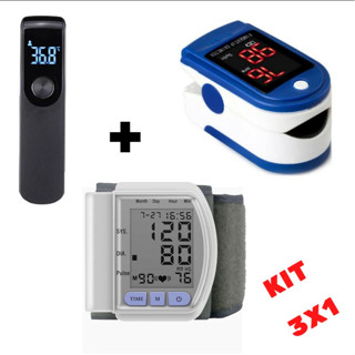 Medidor De Pressão Digital De Oxímetro Esfigmomanômetro E Termômetro Kit De Cuidados Com Idosos 3x1