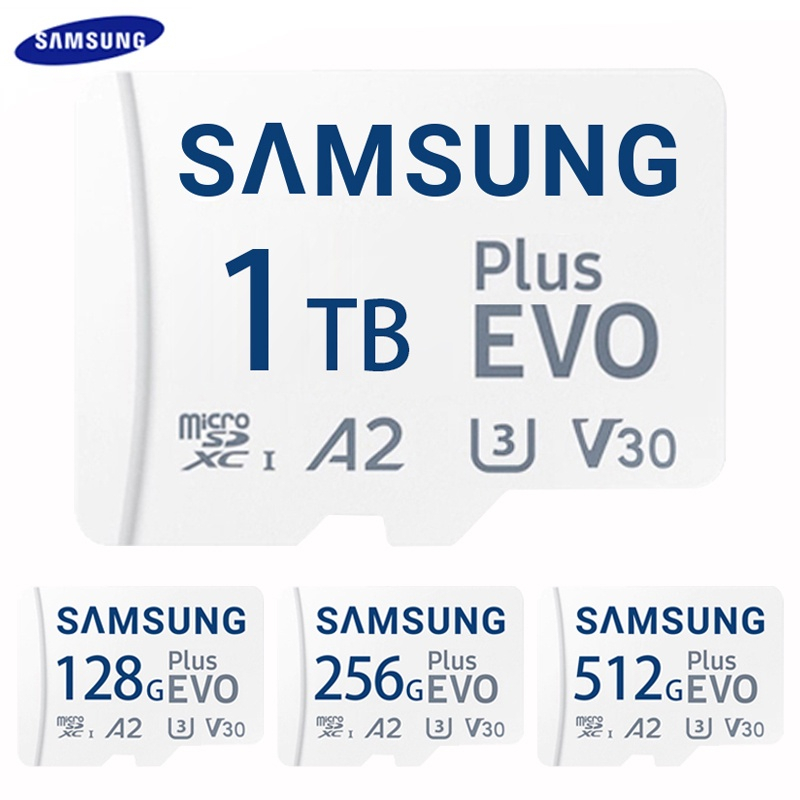 Cartão De Memória SAMSUNG EVO Plus 1TB/SDHC 128GB/256GB/512GB SDXC Micro SD/TF Flash Cards A2 V30 MicroSD UHS-1 Para Câmera Drone Telefônica