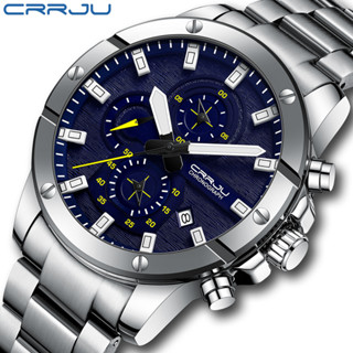 CRRJU Relógios Masculinos Moda Quartzo Esporte Luxo Aço Inoxidável Negócios Analógico Luminoso Impermeável 2296 XD Sem Caixa