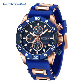 CRRJU Relógios Masculinos Marca Original Cronógrafo Multifuncional De Alta Qualidade Correia De Silicone Moda Casual Negócios Esportivos Quartzo À Prova D