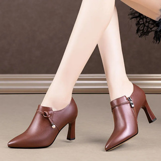 Sapatos Femininos De Couro Macio Liso De 2021 Novo Outono Salto Baixo Pequeno De 743