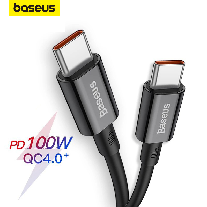Baseus 100 W Quick Charge 4.0 USB C para cabo tipo C para telefone MacBook Pro em Oferta na Shopee