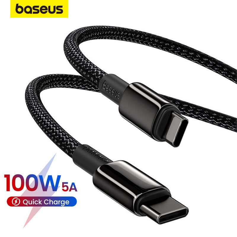 Cabo Baseus 100W USB C para Type C QC4.0 Carregador de Carregamento Rápido PD para iPhone 15 Xiaomi Macbook iPad em Oferta na Shopee