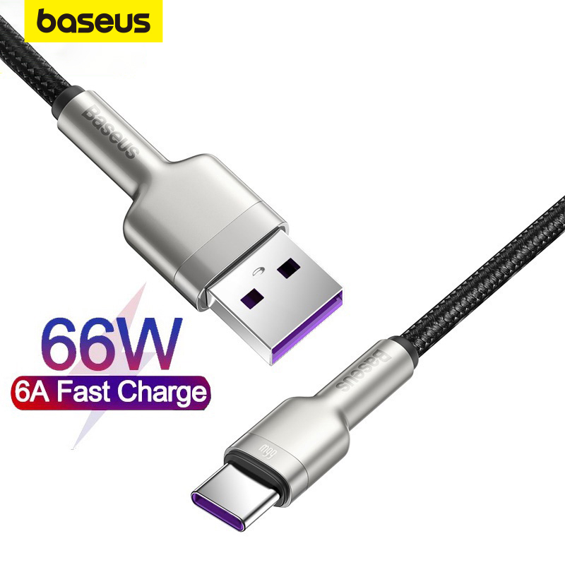 Baseus Cabo De Dados De Metal Usb Para Tipo-C Cafule Série 66w Para Huawei em Oferta na Shopee