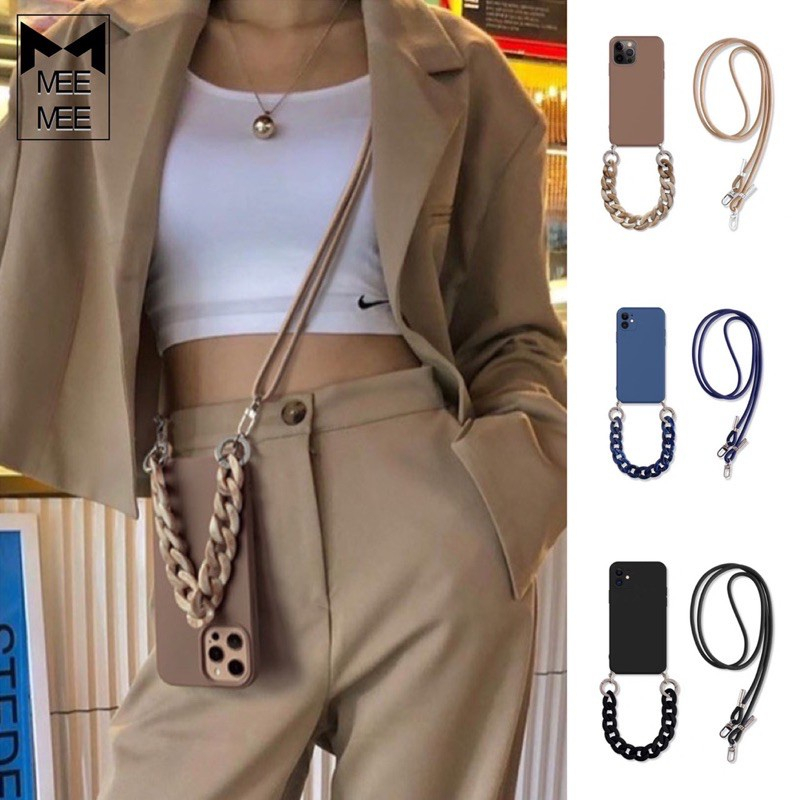 INSCrossbody cordão colar corrente de mármore silicone caso para iphone17 ProMax 17Air 1615 14 Pro Max13 1211 Pro Max XR em Oferta na Shopee