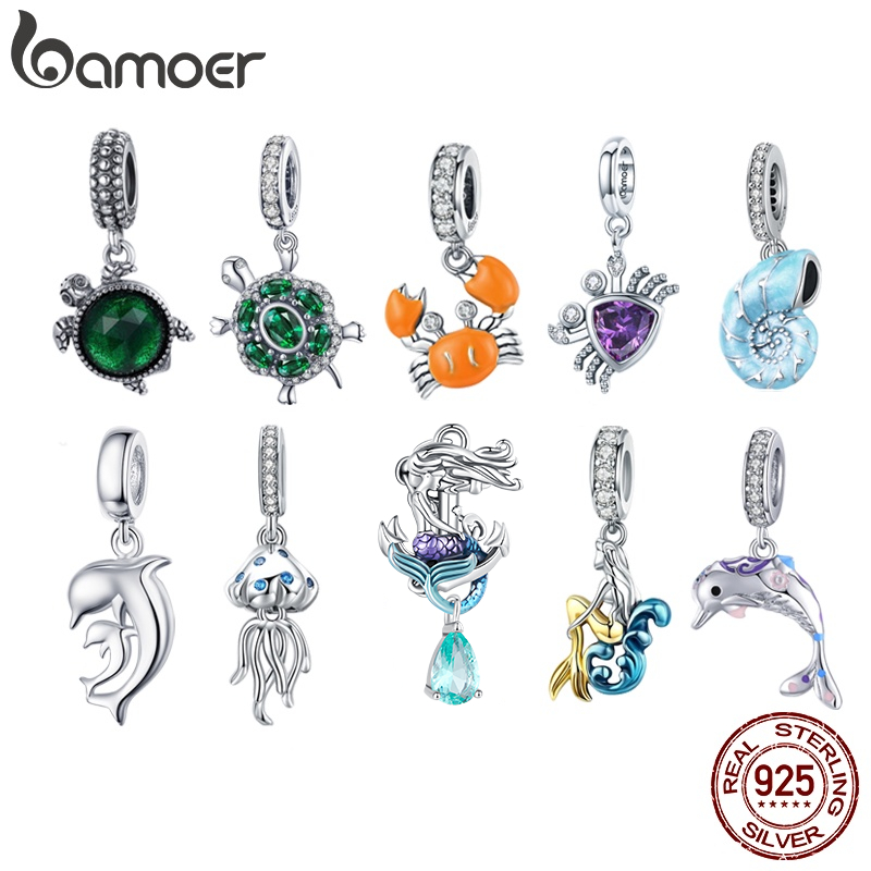 Bamoer 925 Sterling Silver Ocean Collection Beads De Peixe E Tartaruga Pingente Para Pulseira em Oferta na Shopee