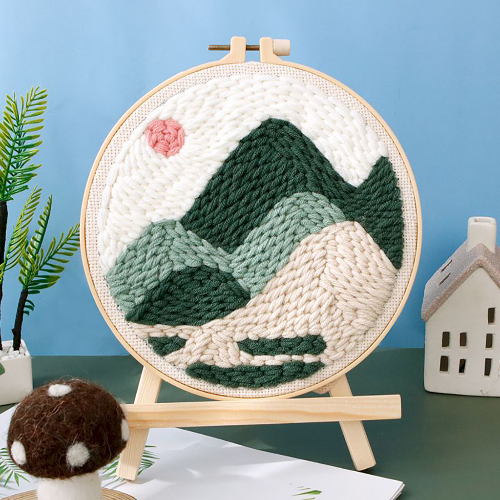 RUOPOTY 20 × 20cm Bonito Kit De Bordado De Montanhas Punção Padrão De Agulha Impresso Decoração De Casa em Oferta na Shopee