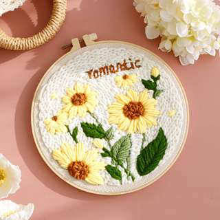 RUOPOTY DIY Sunflower Punch Needle Bordado Kit Agulha Impressa Decoração De Parede Presente Único em Oferta na Shopee