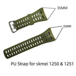 Faixa De PU Macia Compatível Com Relógios Skmei 1251 1250 1360 1167 Macio De 35mm De Largura Cor Verde Preto