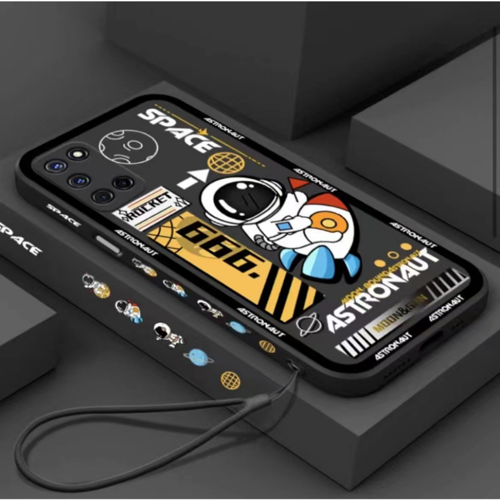 Capa Mi POCO M4 Pro 4G POCO X4 GT 5G POCO F4 5G POCO M4 5G POCO M5 4G POCO M2 Pro POCO C31 POCO C50 POCO C55 POCO F5 Pro POCO X5 5G POCO X5 Pro 5G POCO F5 Cartoon Rocket Astronaut Straight Edge 90 ° Phone Case