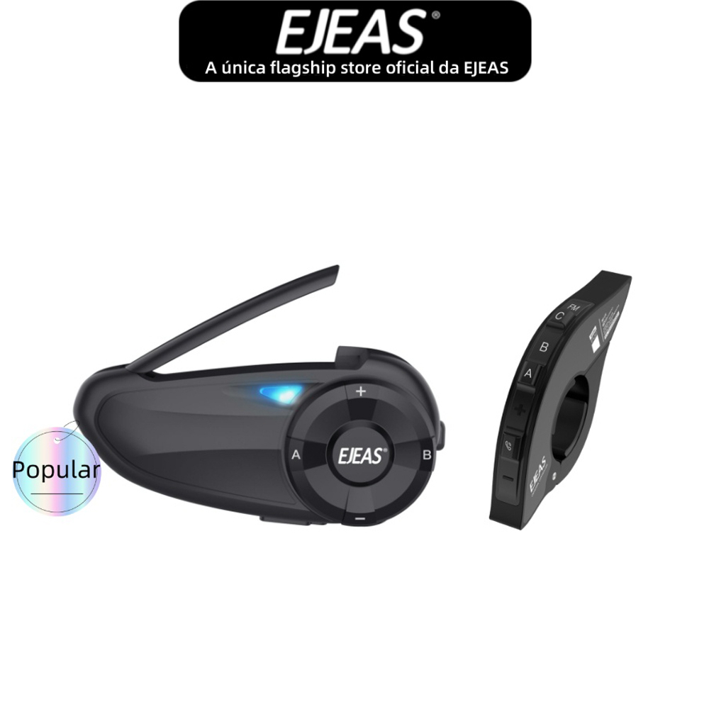 EJEAS Q7 Capacete De Motocicleta Bluetooth Intercomunicador Fone De Ouvido 5.1 Impermeável , 2 Piloto Fala Ao Mesmo Tempo Com Controlador Remoto EUC Para Shoei AGV KYT Yamaha Honda Forza 250 em Oferta na Shopee