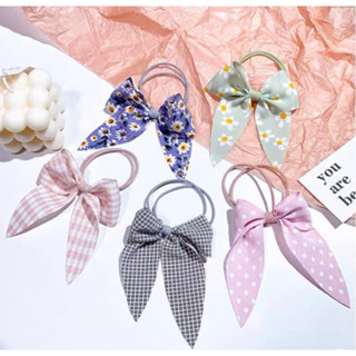 Em Estoque Melhor Preço Super Fairy Bow Fita Laço De Cabelo Corda Cabeça Versão Coreana De Pequeno Pano Fresco Malha Cabelo Corda Menina Laço De Cabelo Elástico De Cabelo Anel